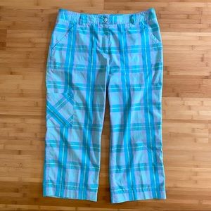 Lilly Pulitzer Turquoise Blue & White Plaid Capris